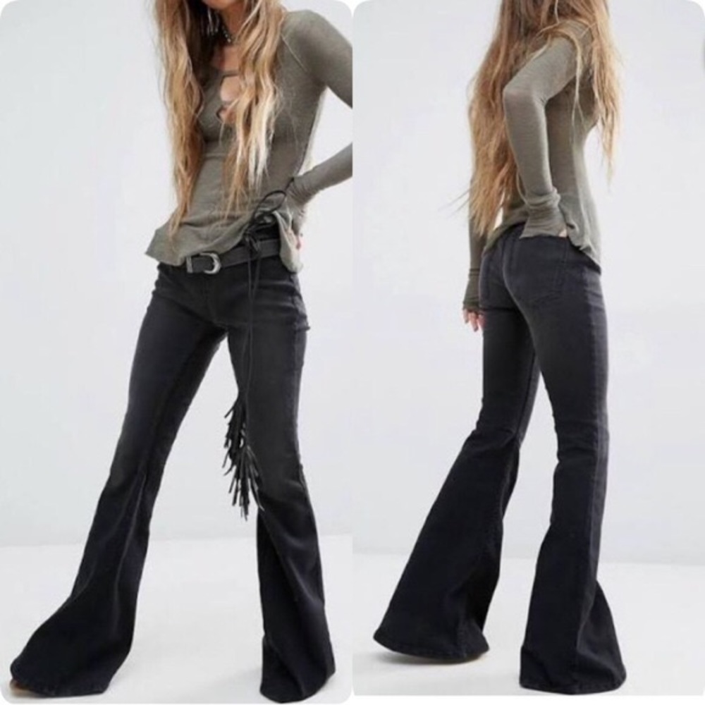 Free People Kick Flare Wide Leg Pull on Jeans
